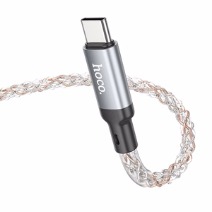 Kabelis USB C į USB C Hoco 3A 60W LED 1 m X112 pilkas