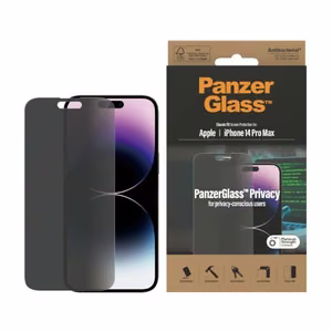 PanzerGlass Classic Fit antibakterinis privatumo stiklas iPhone 14 Pro Max