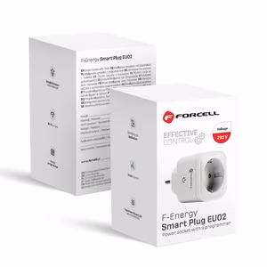 FORCELL F-ENERGY EU02 išmanusis kištukas 230V su WiFi, programuotoju ir Tuya/Amazon Alexa palaikymu - baltas