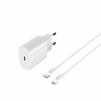 Devia wall įkroviklis Rocket PD 20W 1x USB-C baltas + laidas USB-C - Lightning