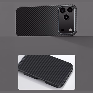Juodas „Benks Magnetic Armor Air 600D“ kevlaro dėklas su metaliniu rėmeliu (C.K.FL.AP.BK.A072), skirtas iPhone 18 Pro / iPhone 17 Pro