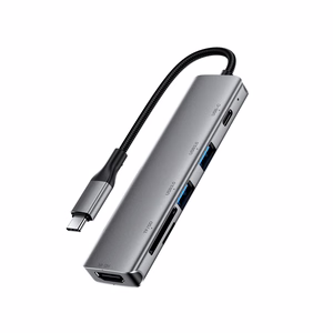 Acefast J18 USB šakotuvas USB-C 6-in-1 HDMI 4K 60Hz PD90W doko stotis - pilkas