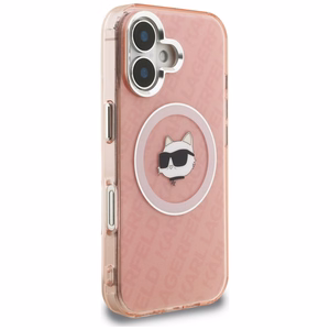 Karl Lagerfeld IML Choupette Head Logo MagSafe Dėklas iPhone 16 - rožinis