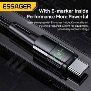 USB laidas Essager Ultra tamsiai pilkas Type-C / Type-C 200cm (iki 240W!!!)