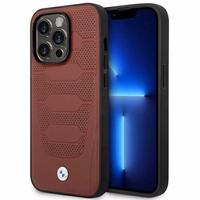 Dėklas telefonui BMW BMHMP14X22RPSR iPhone 14 Pro Max 6.7 - raudonas odinis sėdynių raštas MagSafe