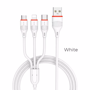USB kabelis Borofone BX17 3in1 microUSB-Lightning-Type-C baltas