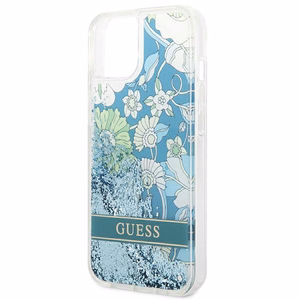 Guess GUHCP14MLFLSN iPhone 14 Plus 6.7 "žalias/žalias kietas dėklas Flower Liquid Glitter