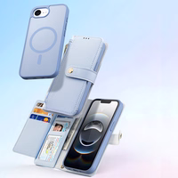 Dux Ducis Lawa iPhone 16e odinis dėklas su nuimama magnetine pinigine - mėlynas