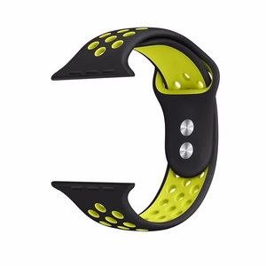 Crong Duo Sport dirželis, skirtas Apple Watch 38 / 40 / 41 / 42 mm, juodas ir žaliųjų citrinų spalvos