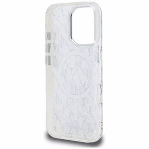 Karl Lagerfeld IML Karl Script raštas Magnetinis dėklas telefonui iPhone 16 Pro - baltas