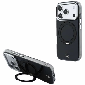 Mercedes Iconic Logo dėklas, skirtas iPhone 18 Pro Max / 17 Pro Max, su žiedu-stovu, suderinamas su MagSafe – juodas