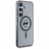 Karl Lagerfeld Mygtukas Choupette Galva Spausdintas Logotipas Magnetinis Samsung Galaxy S25 dėklas juoda