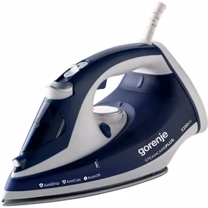 Gorenje SIH2200BLC – 2200 W steam iron, 280 ml tank, 30 g/min continuous steam, 90 g/min boost, blue/white