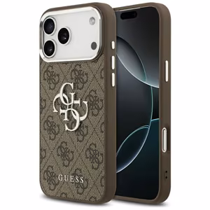 Guess Чехол для iPhone 17 Pro Max GUHCP17XP4G4SMCW (4G PU Leather Case with Big 4G and Classic Logo and Silver Metal Camera Frame) коричневый