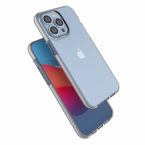 Spring Case dėklas telefonui iPhone 14 Pro Max silikoninis dangtelis su rėmeliu šviesiai mėlynas