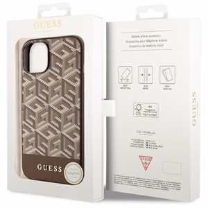 Guess GUHMP14MHGCFSEW iPhone 14 Plus 6.7" rudas/rudas kietas dėklas GCube Stripes MagSafe