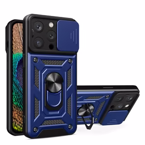Чехол Armor Camshield с подставкой и защитой камеры для iPhone 15 Pro Max Hybrid Armor Camshield - синий