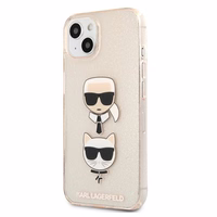 Karl Lagerfeld Glitter Karl's & Choupette Head Dėklas iPhone 13 mini - auksinis