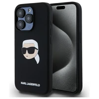 Karl Lagerfeld KLHMP15XSKHPPLK iPhone 15 Pro Max 6.7" kietasis silikoninis dėklas telefonui su Karl Head spauda ir Magnetine MagSafe funkcija, juodas