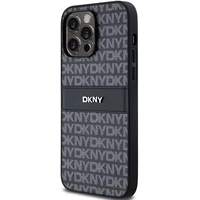 DKNY odinis mono juostelės ir metalinis logotipas dėklas iPhone 14 Pro - juodas