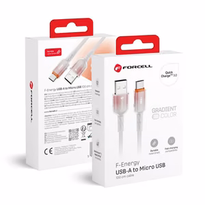 Cable USB A to Micro USB Forcell F-Energy QC3.0 2.4A 18W Gradient 1 m C351 white