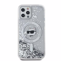 Karl Lagerfeld Skystas Blizgučiai Choupette galvos MagSafe dėklas iPhone 12 / 12 Pro - permatomas