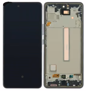 Ekranas Samsung A536 A53 5G 2022 su lietimui jautriu stikliuku ir rėmeliu Awesome Black OLED (real size)