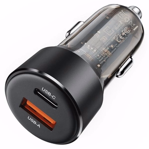 Automobilinis įkroviklis Acefast B12 60W USB-C/USB-A juodas