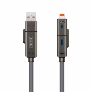 XO cabel NB275 4w1 USB-C - Lightning + USB - USB-C 60W 1,0m szary