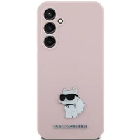 Karl Lagerfeld silikoninis Choupette Metal Pin dėklas telefonui Samsung Galaxy S23 FE - rožinis