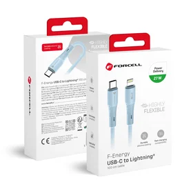 FORCELL F-ENERGY C346 kabelis Type C į Lightning PD 3A 27W Silicone 1 m mėlynas