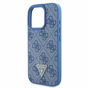 Guess Odinis Metalinis Logotipas Strass Kryžminis dėklas iPhone 16 Pro Max - mėlyna