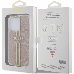 Guess IML 4G Gold Stripe dėklas telefonui iPhone 14 Pro Max - rožinis