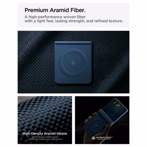 Spigen AirSkin Aramid MagFit MagSafe dėklas, skirtas Samsung Galaxy Z Flip 8 – tamsiai mėlynas