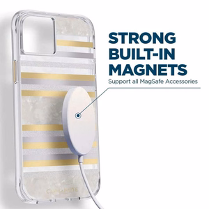 Case-Mate Pearl Stripes MagSafe dėklas, skirtas iPhone 14 Plus, dekoruotas perlamutru