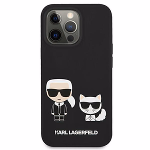 Karl Lagerfeld KLHCP13LSSKCK iPhone 13 Pro / iPhone 13 6.1 juodas Silikoninis dėklas Karl & Choupette