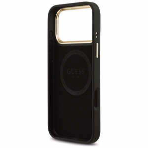 Guess 4G Logo Plate Magnetinis dėklas iPhone 17 Pro Max - juodas