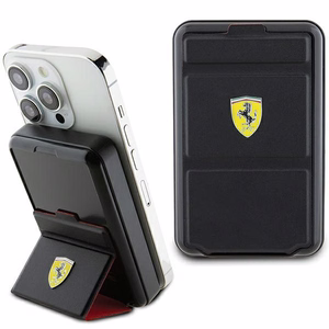Magnetinė išorinė baterija Ferrari Metal Logo MagSafe 15W 10000mAh su stovo funkcija (juoda)