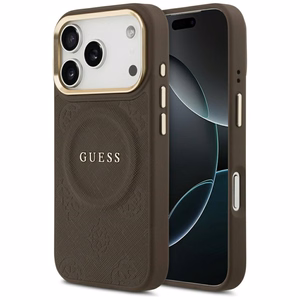 Guess Peony Hot Stamp MagSafe dėklas telefonui iPhone 17 Pro - rudas