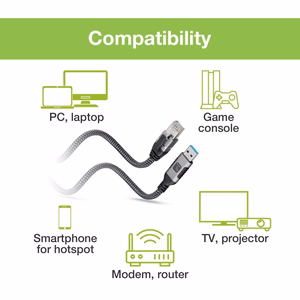 Techly ICOC U3A-RJ45-010 tinklo laidas Juodas, Sidabrinis 1 m Cat6 F/UTP (FTP)