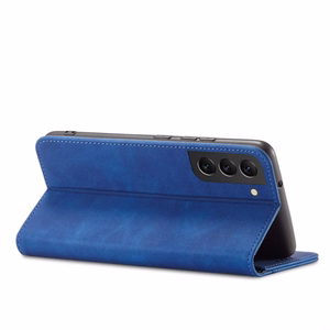 Magnet Fancy dėklas telefonui Samsung Galaxy S22+ (S22 Plus) su pinigine ir kortelių laikikliu, mėlynas