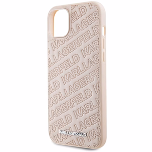 Karl Lagerfeld Kviltēts K Pattern dėklas telefonui iPhone 15 Plus / 14 Plus - rožinis