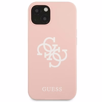 Guess GUHCP13SLS4GWPI iPhone 13 mini 5.4 silikoninis 4G logotipo kietasis dėklas - rožinis