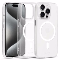 Liavec Blizgus Magnetinis Skaidrus dėklas telefonui Iphone 15 Pro balta