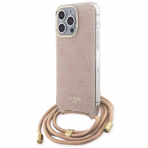 Guess Crossbody Cord 4G Print dėklas telefonui iPhone 15 Pro Max - rožinis