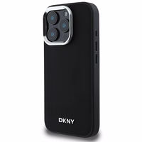 DKNY Paprastas sidabrinis logotipas magnetinis iPhone 16 Pro Max dėklas - juodas