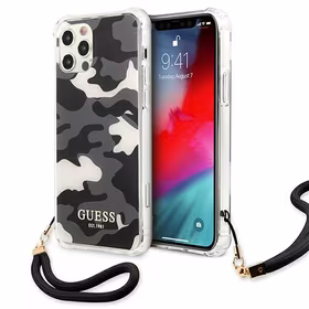 Guess GUHCP12LKSARBK iPhone 12 Pro Max 6.7" juodas/juodas kietas dėklas Camo kolekcija