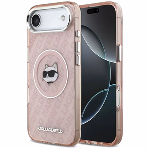 KARL LAGERFELD dėklas telefonui IPHONE 17 Air suderinamas su Magnetine KLHMP17MHMKBCHOP (IML Choupette Head Logo) rožinė