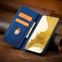 Magnet Fancy dėklas telefonui Samsung Galaxy S22+ (S22 Plus) su pinigine ir kortelių laikikliu, mėlynas