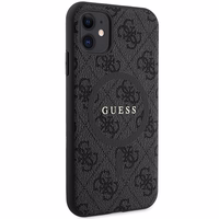 Guess GUHMN61G4GFRK iPhone 11 6.1" XR kietasis dėklas 4G Kolekcija Oda Metal Logo MagSafe - juodas